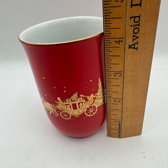 Gibson Greeting Card OTAGIRI Christmas Porcelain Mugs Red Gold Etching Japan - Picture 5 of 8